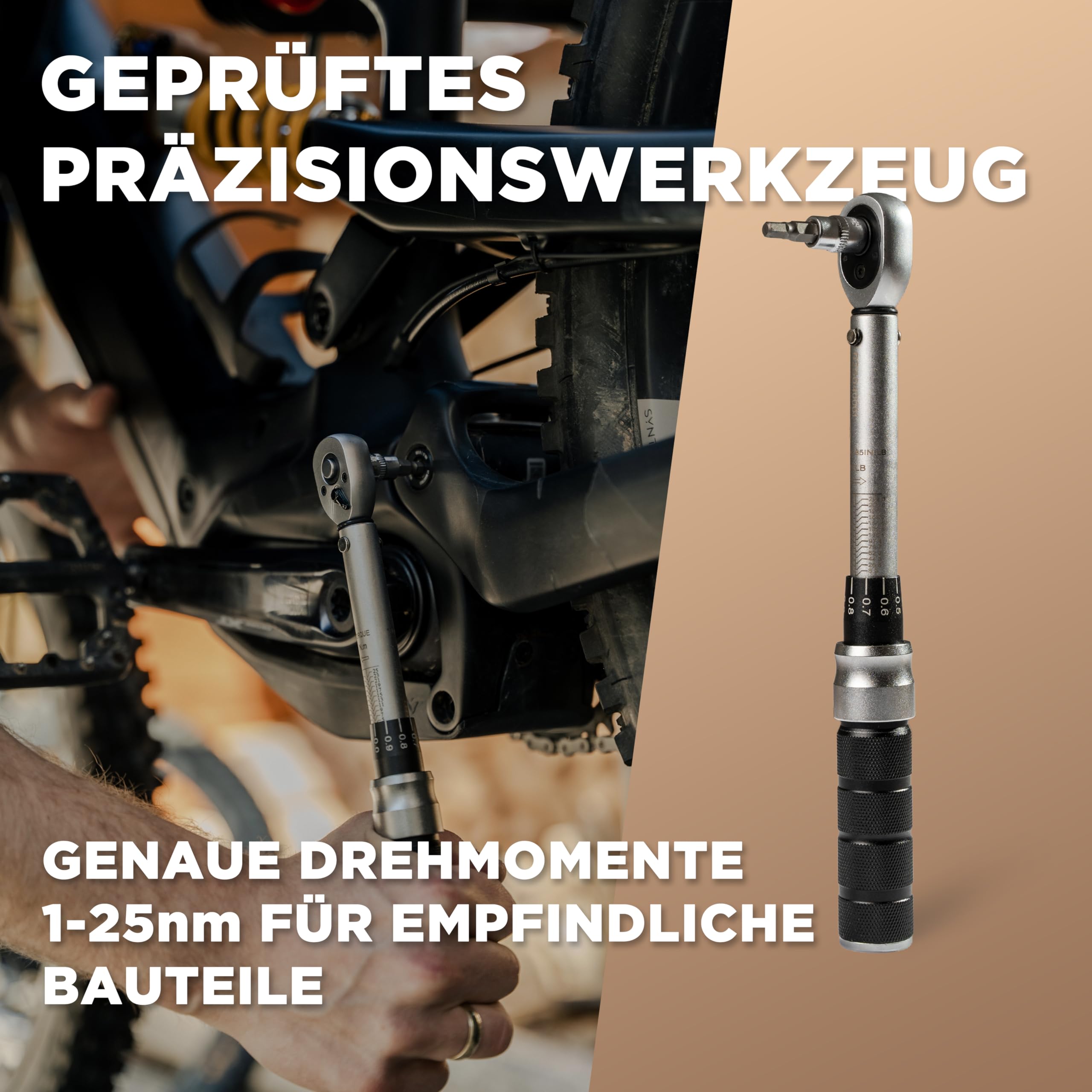 T T B Fahrrad Werkzeugkoffer mit präzisem Drehmomentschlüssel 1–25 Nm Tragbares Reparaturset für MTB, Rennrad & Gravel, Kettenpflege-Set, Kettennieter, Speichenschlüssel, Montagewerkzeug & Profi-Bits