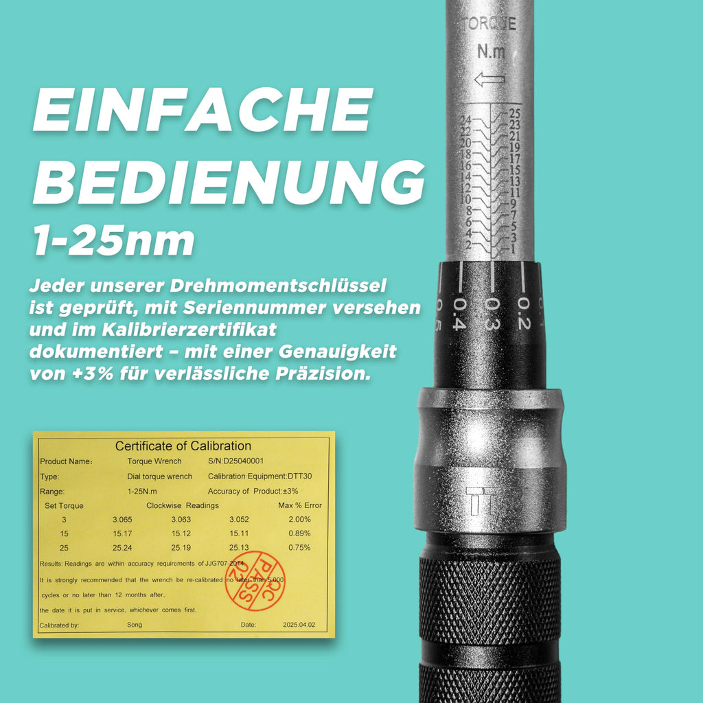 TTB Fahrrad Werkzeugkoffer mit präzisem Drehmomentschlüssel 1–25 Nm