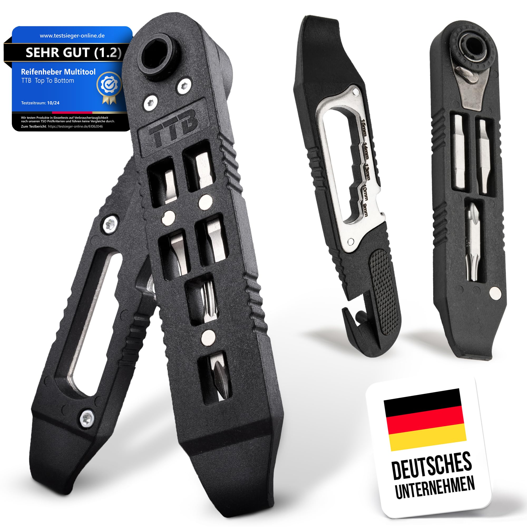 TTB Fahrrad Werkzeug Multitool 14 in 1 Inklusive Reifenheber Ultraleicht, Handlich & Klein [Mountainbike] Bike Sport